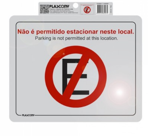 PLACA DE SINALIZACAO - PROIBIDO ESTACIONAR - PLASCONY