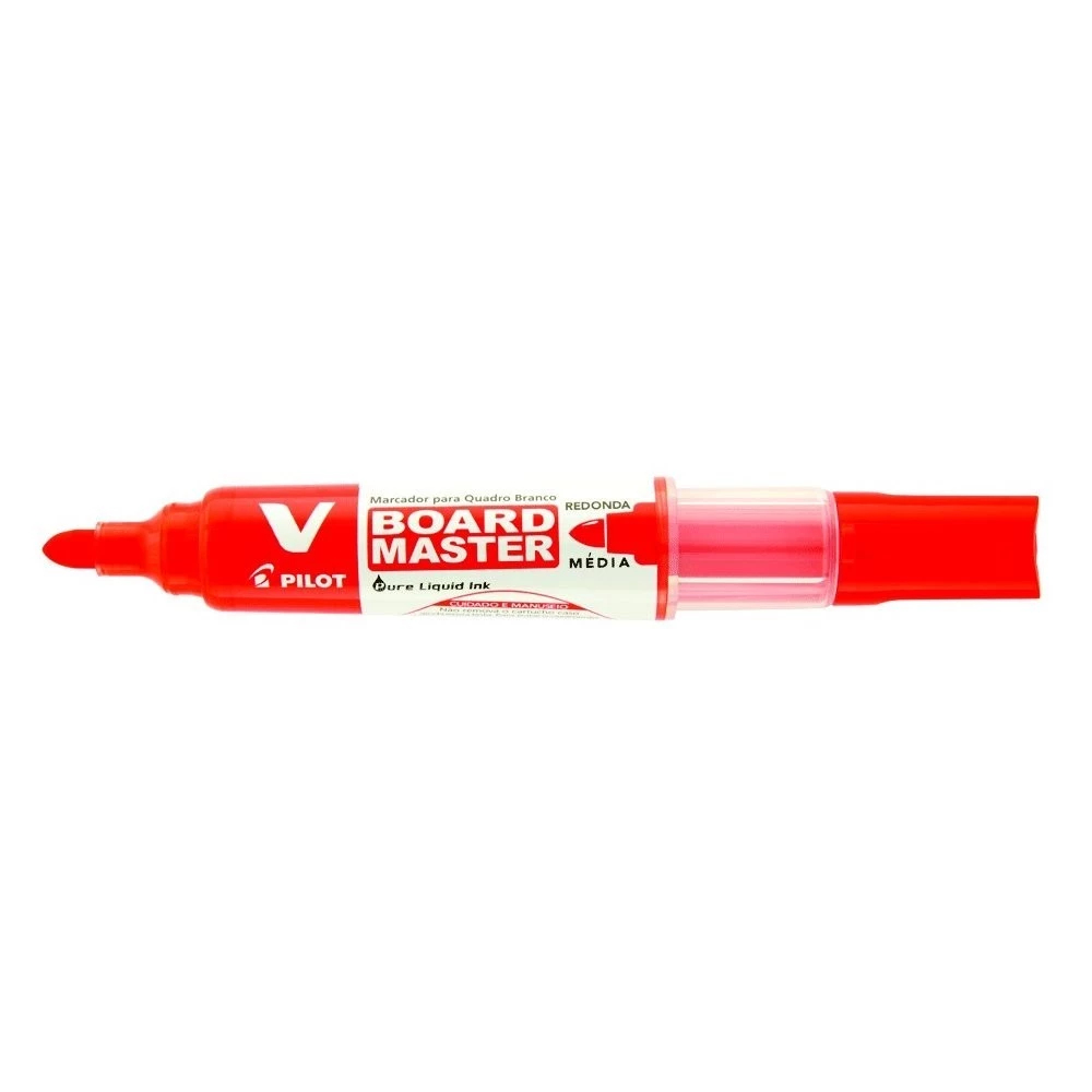 Kit 3 Pincel Marcador Quadro Branco Pilot V-Board Master Azul Preto Vermelho Recarregável