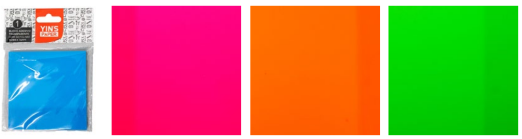 RECADINHO ADESIVO TRANSPARENTE 76 x 76 50FLS - NEON  - PCT C/ 12UN - YP8328 - YINS