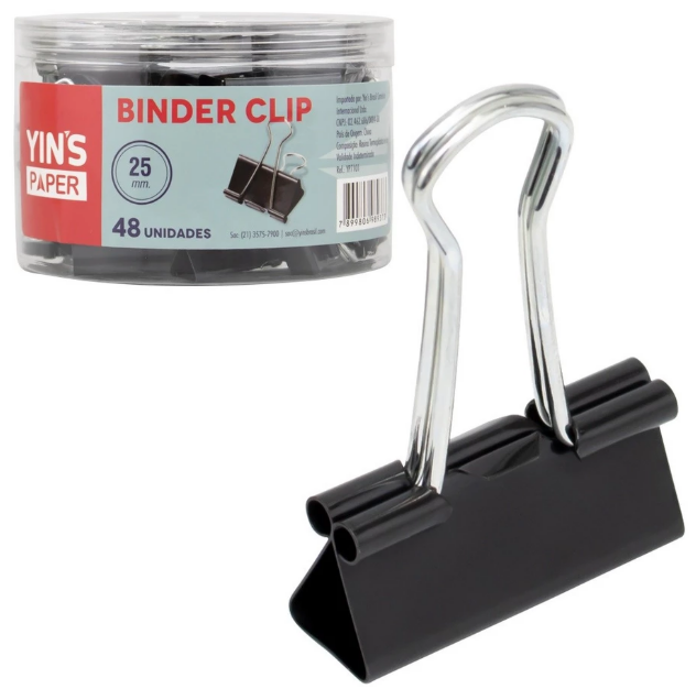 BINDER CLIP DE METAL 25mm - Pct 48 X 1 - PRETO - YP8784 - YINS