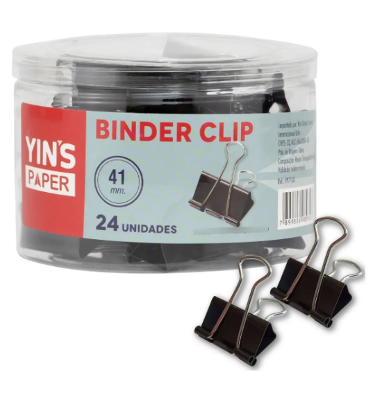 BINDER CLIP DE METAL 41mm - Pct 24 X 1 - PRETO - YP8786 - YINS