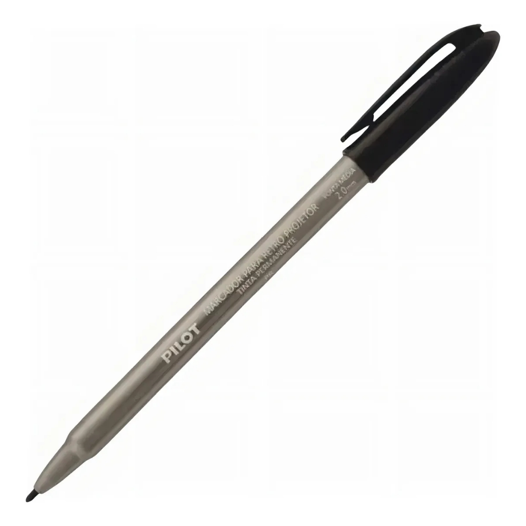 Kit 3 Marcadores Retroprojetor Pilot 2.0mm Ponta Média Preto Azul Vermelho Transparência Acetato Escritório Escola