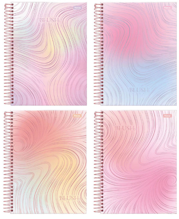 CADERNO COLEGIAL - PAUTA BRANCA - 1X1 80FLS - PCT C/4 -  BLUSH - 6477-1 - FORONI