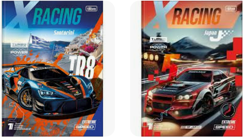 CADERNO 1/4 BROCHURA 48fls - PCT C/15 - X-RACING - 134678 - TILIBRA