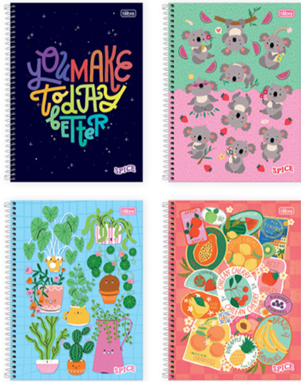 CADERNO 1X1 80Fls - PCT C/ 4 - SPICE FEMININO - 893293 - TILIBRA