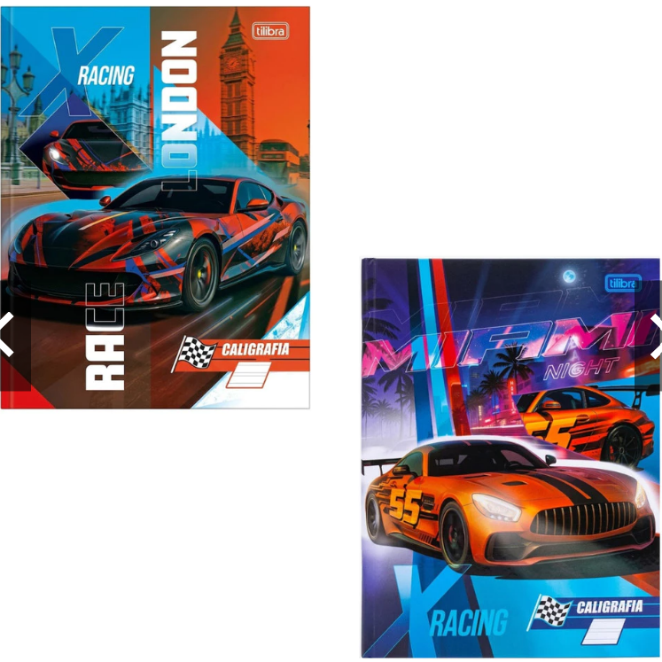 CADERNO CALIGRAFIA CD - GRANDE 40Fls- PCT C/ 5UN - X RACING - 596078 - TILIBRA