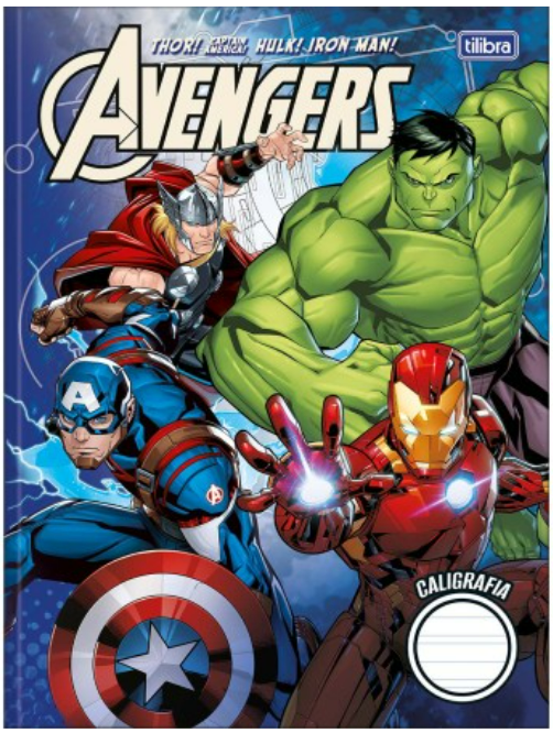 CADERNO CALIGRAFIA CD -GRANDE 40Fls- PCT 5X1 - AVANGERS - 598321 - TILIBRA