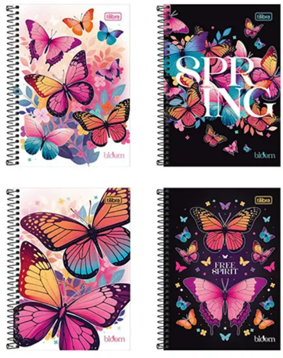CADERNO 1/4 ESPIRAL CD 80Fls - PCT C/ 4 UN - BLOOM - 893480 - TILIBRA