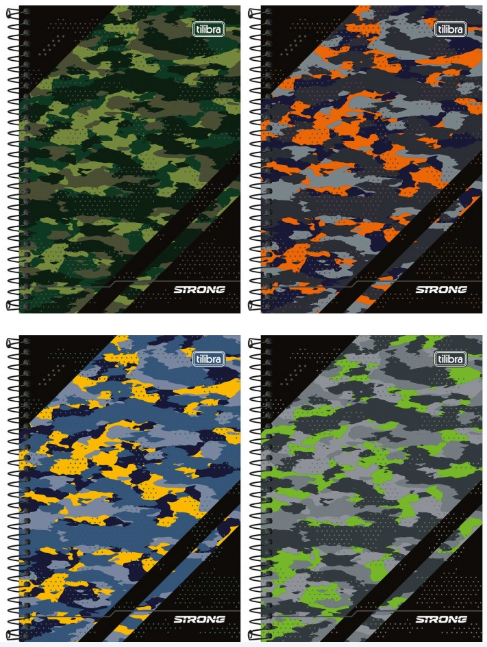 CADERNO 1/4 ESPIRAL  CD 80Fls - PCT C/ 4 UN - STRONG - 396958 - TILIBRA