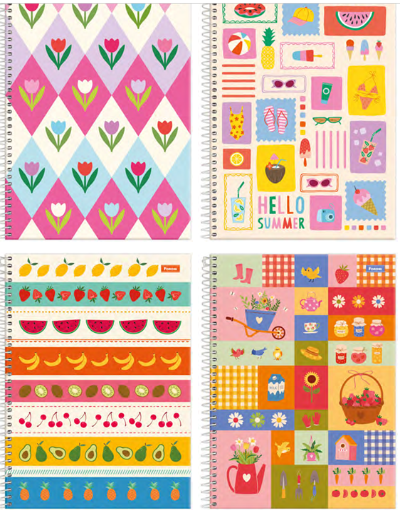 CADERNO 15X1 240FLS - PCT C/2 - MID FEMININO - 7140-4 - FORONI