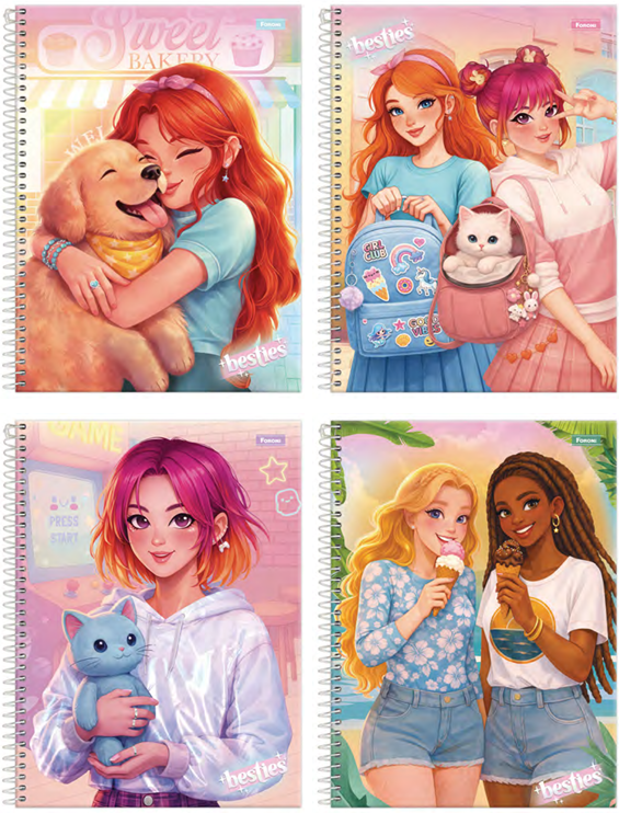 CADERNO 12X1 192FLS - PCT C/4 - BESTIEVERSE - 7217-6 - FORONI