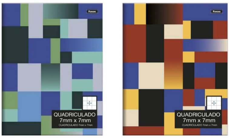 CADERNO QUADRICULADO CD - 7X7MM 80fls - PCT C/5 - OFFICE COLOR - 9559-2 - FORONI