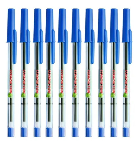 Caneta Esferográfica Compactor Fina 0.7mm 10 Unidades Tinta Azul
