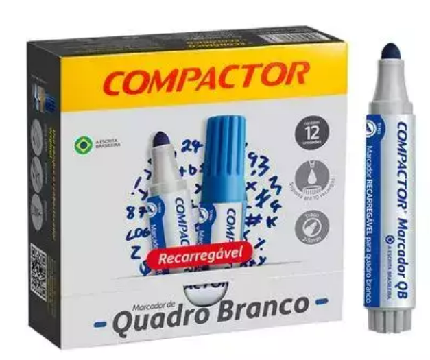 MARCADOR QUADRO BRANCO - TOP - CX C/ 12UN - AZUL - 1600001 - COMPACTOR