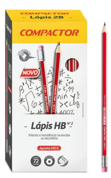 LAPIS PRETO HB N2 - SEXTAVADO CX C/ 72 UN  - 2048027 - COMPACTOR