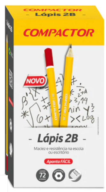 LAPIS PRETO 2B N2 - SEXTAVADO CX C/ 72 UN  - 2050029 - COMPACTOR