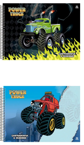 CADERNO DESENHO CARTOGRAFIA CD - 60Fls - PCT C/5 - POWER TRUCK - 10957 -  ANIMATIVA / SAO DOMINGOS