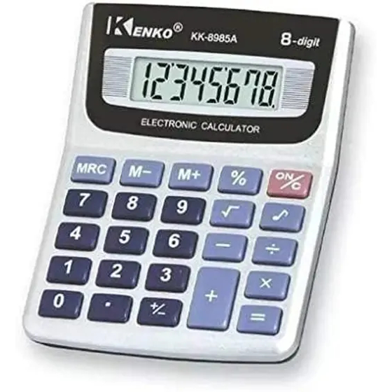 Calculadora De Mesa Escritório Comercial 8 Dígitos Kk-8985a Cor Prateado