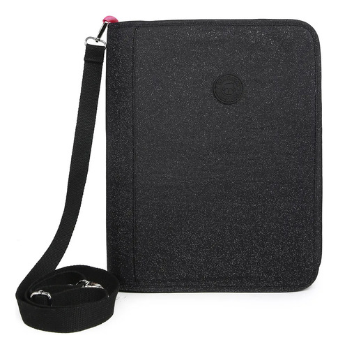 Fichário A4 Kika 2026 Preto Glitter Poliéster Com Anéis