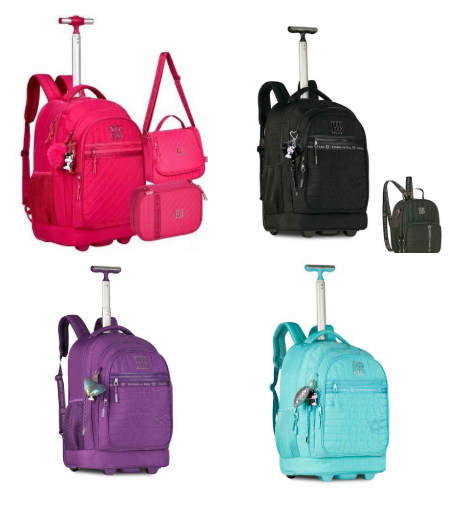 RB27000 - KIT MOCHILA 2 RODAS GRANDE + LANCHEIRA + ESTOJO - REBECCA BOMBOM - PREMIUM - CORES SORTIDAS - CLIO