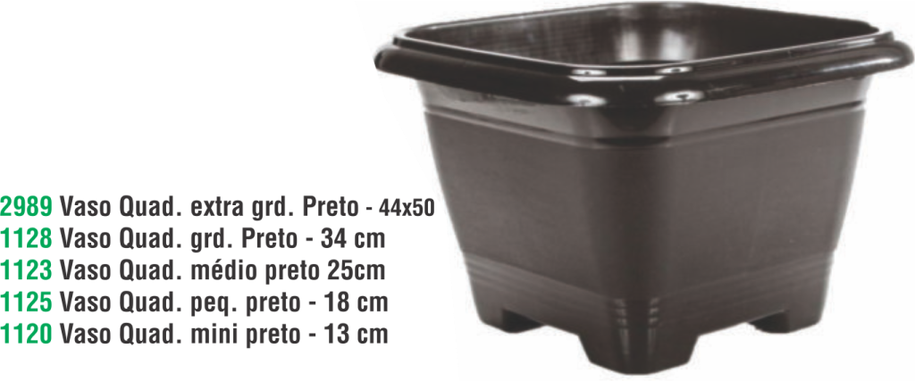 VASO QUAD. MEDIO PRETO 25 CM