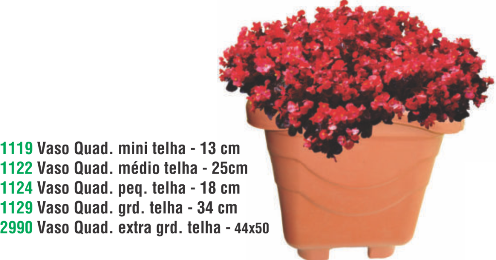 VASO QUAD. GRANDE TELHA 34 CM