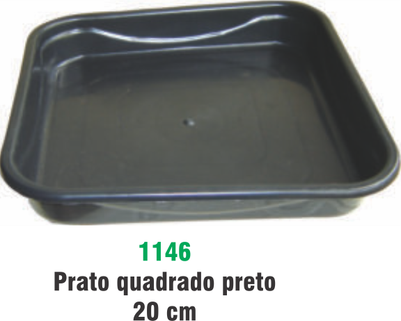PRATO QUADRADO PRETO 20 CM
