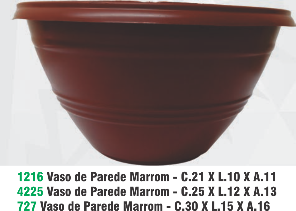 VASO DE PAREDE MARROM 21X10CM
