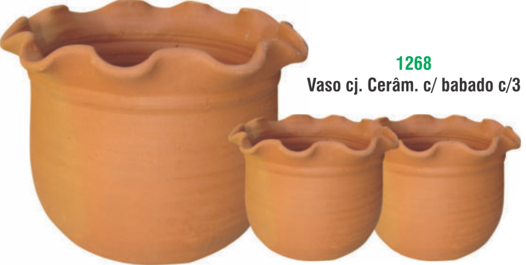 CJ VASO BARRO C/ BABADO C/3