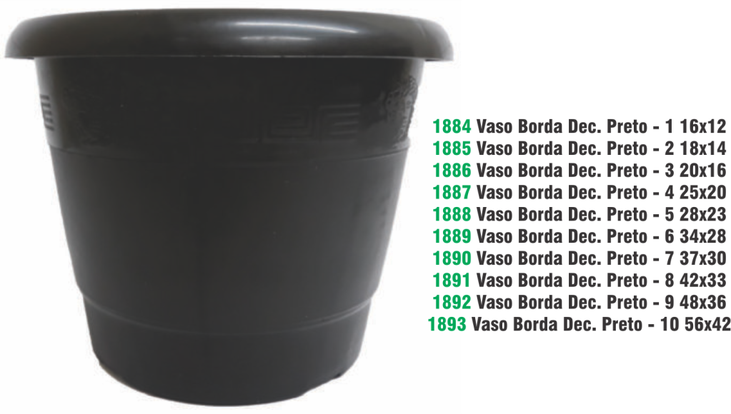 VASO C/BORDA DEC.PRETO 1 16X12 1,5LT