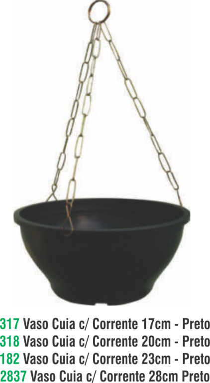 VASO CUIA PRETA 28CM C/ CORRENTE 5,3LT