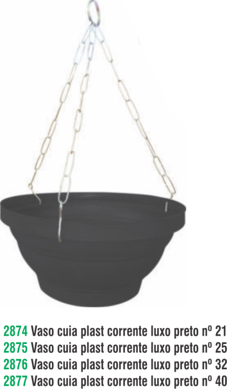 VASO CUIA PL. CORR. LUXO PRETO 21 1,5LT