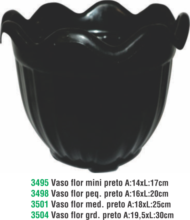 VASO FLOR MINI PRETO A.14 X L.17CM
