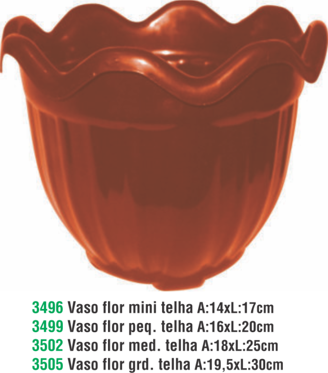 VASO FLOR MEDIO TELHA A.18 X L.25CM