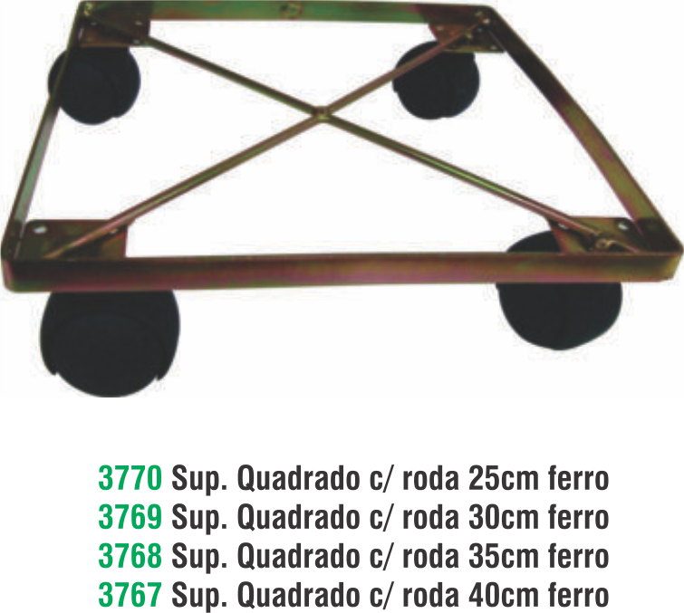 SUPORTE FERRO QUADRADO C/ RODA 30CM