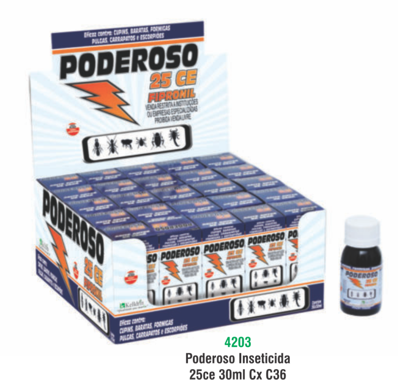 PODEROSO INSETICIDA 25CE 30ML CX C/36