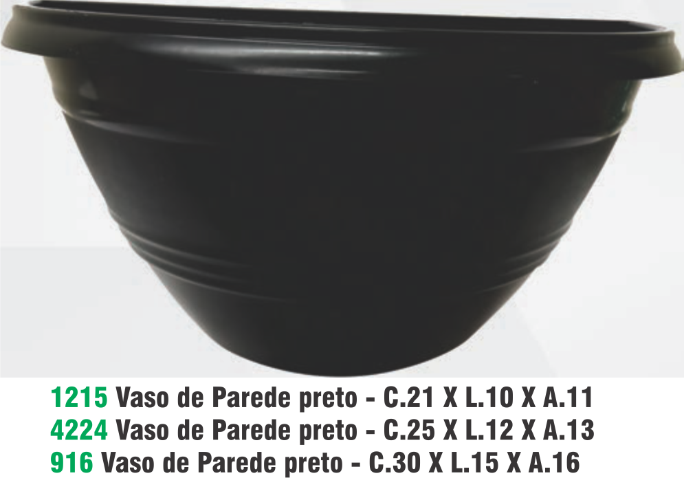 VASO DE PAREDE PRETO 25X12CM