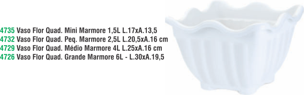 VASO FLOR QUADRADO MINI MARMORE 1,5 L