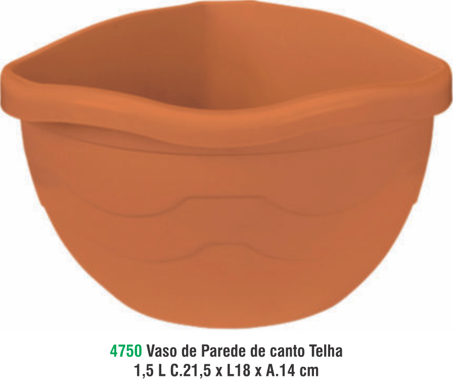 VASO DE PAREDE DE CANTO TELHA 1,5 L