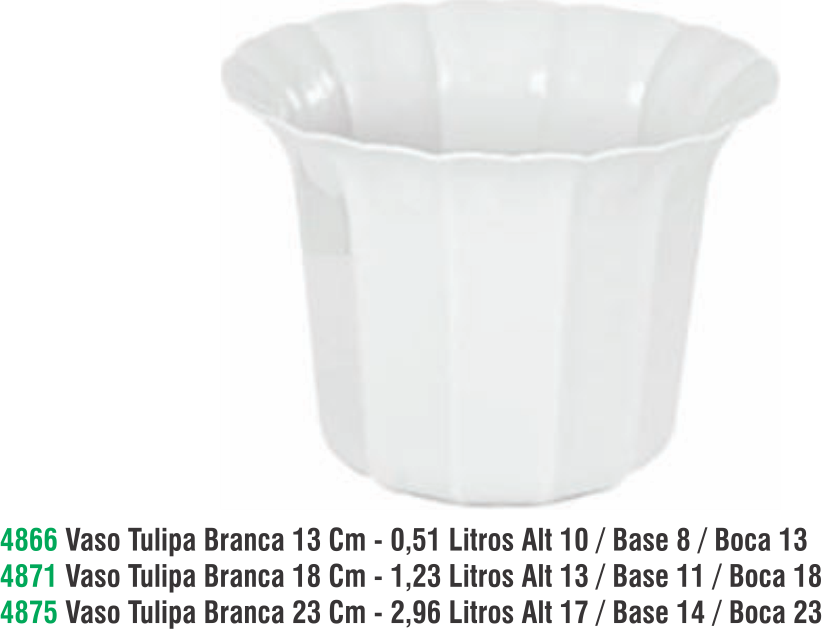 VASO TULIPA BRANCO 18X13 CM