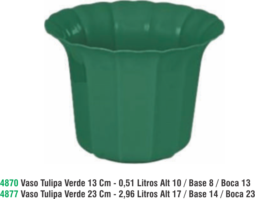 VASO TULIPA VERDE 23X17 CM