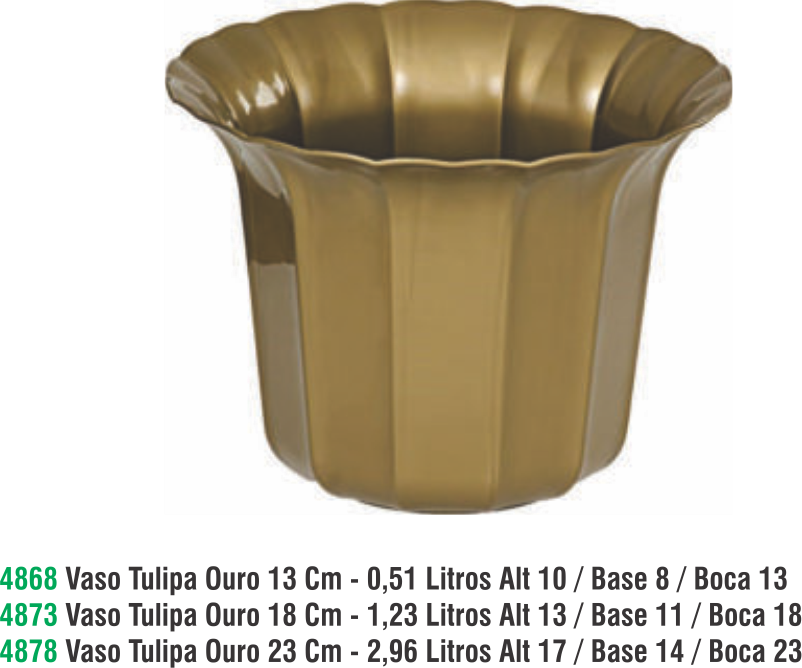 VASO TULIPA OURO 23X17 CM