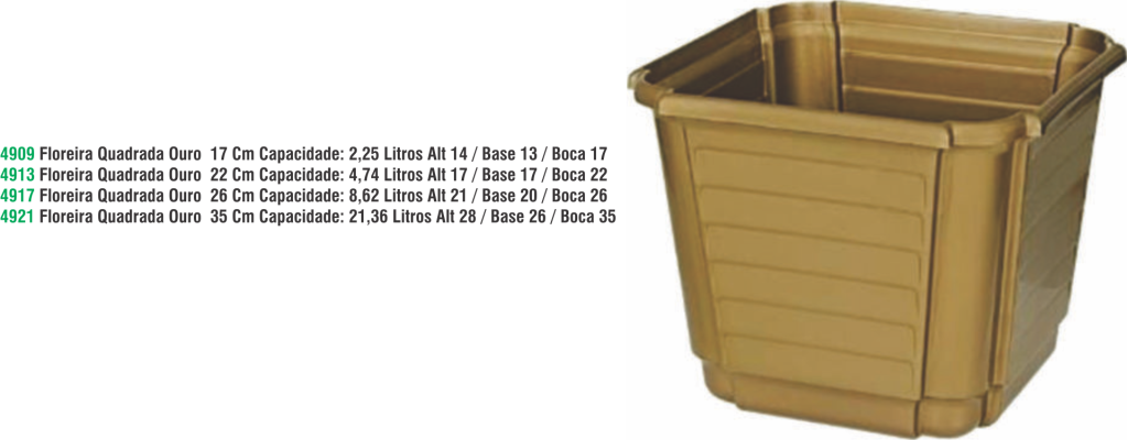 FLOREIRA QUADRADA OURO 35CM