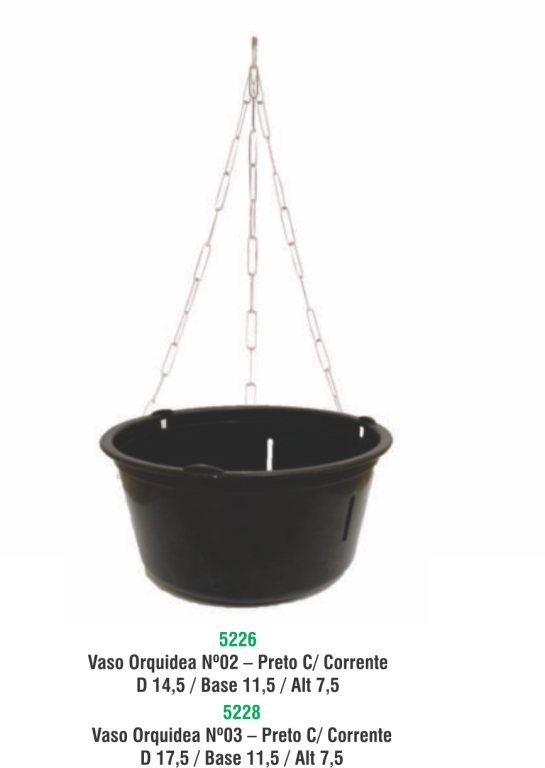 VASO ORQUIDEA N 03 - PRETO C/ CORRENTE