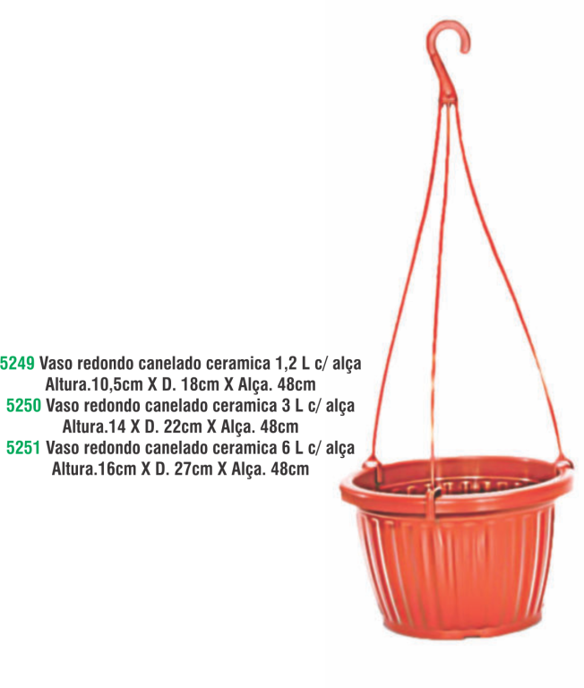 VASO REDONDO CANELADO CERAMICA 6 L C/ ALCA