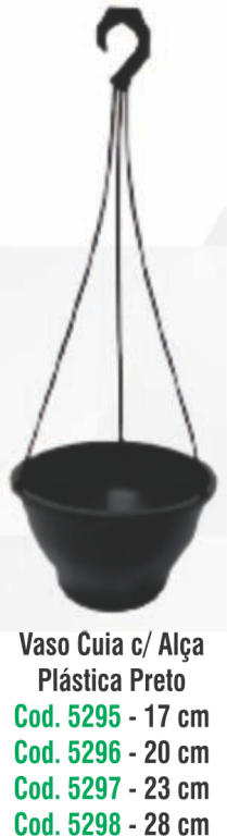 VASO CUIA PRETA 23CM C/ ALÇA PLASTICA 3,3LT