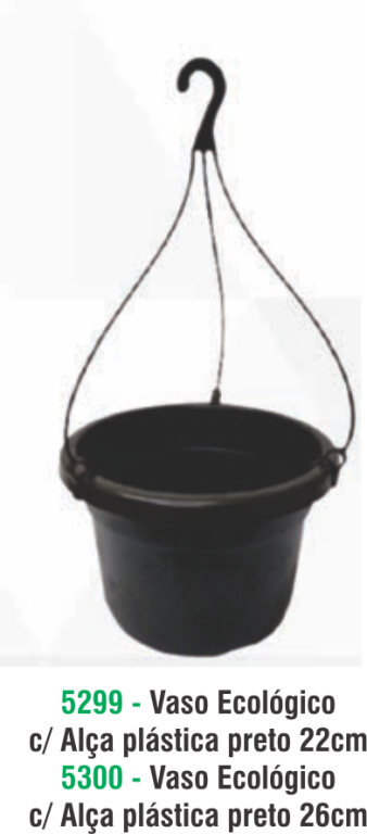 VASO ECOLOGICO 22CM C/ ALÇA PLASTICA PRETO