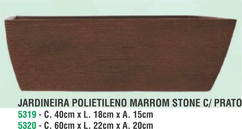JARDINEIRA POLIETILENO MARROM STONE C.40XL.18XA.15