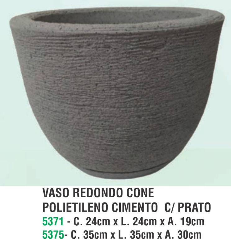 VASO REDONDO CONE POLIETILENO CIMENTO A.19 X L.24 X C. 24