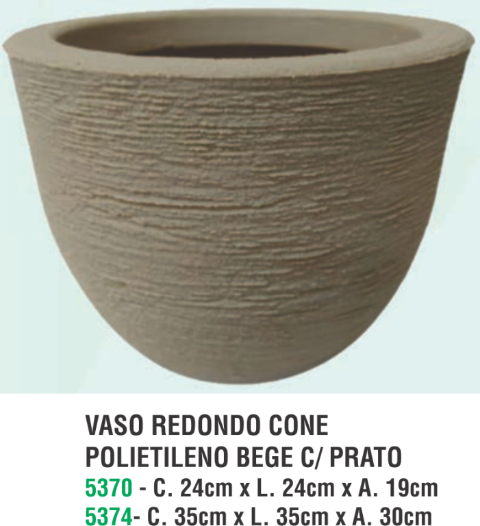 VASO REDONDO CONE POLIETILENO PRETO A.30 X L.35 X C.35